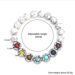 Detail view of chakra stone bracelet with 10.5mm beads and adjustable 20cm length