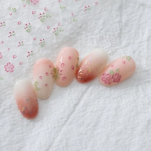 5D Embossed Nail Art Stickers Pink Cherry Blossom Floral Matte Translucent Ultra Thin Adhesive Backed Japanese Style Elegant Women