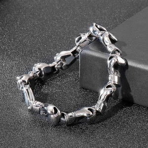 Men's hip-hop boxing glove chain bracelet in silver finish made of durable titanium steel