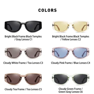 Six colors of stylish TR90 polarized sunglasses with thick square frames from C1 to C6