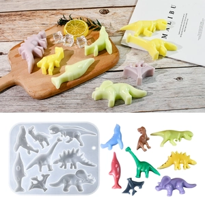 Cartoon Dinosaurier Silikonform Für DIY Epoxidharz Schlüsselanhänger Backen Kuchen Schokolade Dekoration Mehrfachform