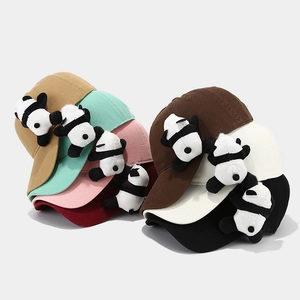 Casquettes de baseball en coton mignonnes avec poupées panda 3D en plusieurs couleurs d'été