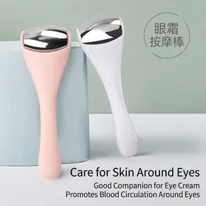 Mini Eye Cream Massage Roller Applicator Alloy Metal Head ABS Plastic Handle Cooling Facial Skin Care Tool Lifting Portable