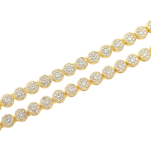 Luxurious gold iced-out Cuban link chain necklace for women featuring sparkling rhinestones
