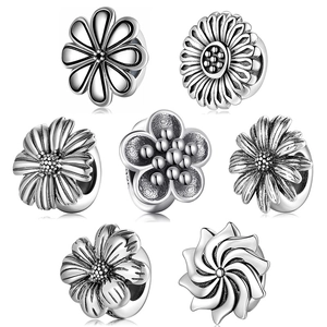Daisy Flower Charm Bead 925 Sterling Silver DIY Jewelry Making Accessories For Bracelet Necklace Floral Design