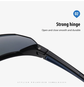 Detail showing the strong hinge structure and durable screws on matte black sunglasses