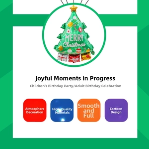 Detailed Christmas tree foil balloon with gift box base and Merry Christmas print