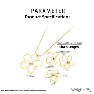 Spécifications du ensemble de bijoux floraux en acier inoxydable et perles nacrées