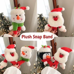Cute Christmas Plush Slap Bracelet Soft Fabric Cartoon Doll Slap Band For Holiday Party Decoration Snowman Santa Claus Gift