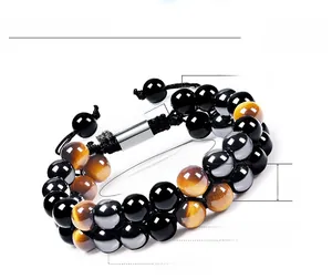 Detail showing adjustable 19-30cm cord and 1.6cm width of double layer beaded bracelet