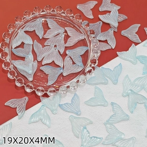Blue and white gradient resin fishtail charms for DIY jewelry 19x20x4mm