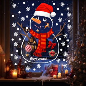 Christmas snowman window static stickers with Merry Christmas greeting for home decor