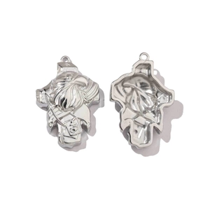 Polished stainless steel eagle head charm pendant for jewelry making on white background