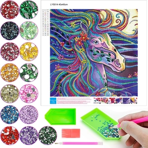 5D DIY diamond painting kit featuring a vibrant unicorn design with tools 40x40cm