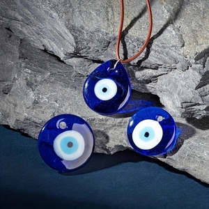 Collana Con Ciondolo Malocchio Turco In Vetro Lavorato Gioiello Protezione Nazar Etnica Con Cordino In Cuoio Unisex