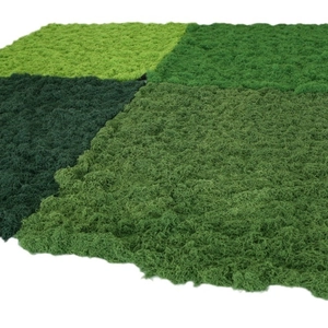 Textured artificial moss turf in various green shades for landscape and bonsai decor