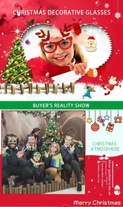 Close-up of red glitter reindeer antler glasses for Christmas party festive decorations