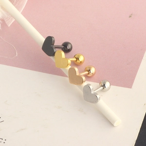Stainless steel heart stud earrings in black, gold, rose gold and silver finishes