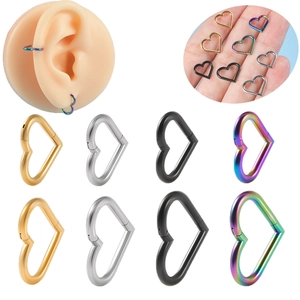 Boucles D'oreilles Créoles En Forme De Coeur En Acier Inoxydable Bijoux De Piercing De Cartilage Accessoire De Mode