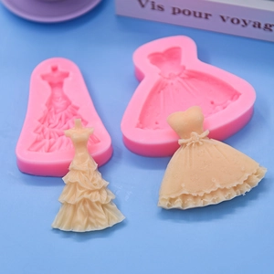 Wedding dress shaped silicone mold set for DIY cake baking and soap making crafts