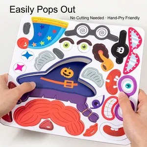 Puzzle magnetico fai-da-te per bambini con accessori rimovibili a tema Halloween e cartoni