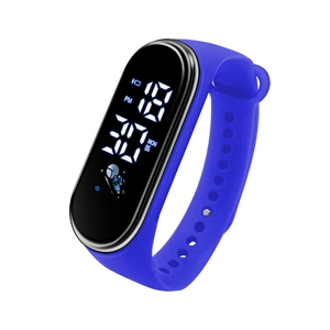 Waterproof M4 kids LED sports watch with blue silicone strap and clear digital display