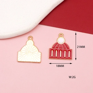 Detailed view of Christmas hat alloy pendants with measurements 21x18mm and 2g weight