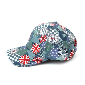 British style Union Jack cotton baseball cap with vintage patches and graffiti patterns