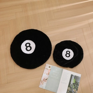 Creative Black Eight Billiard Ball Cushion Cover Soft Plush Round Sporty Pillow Case Novelty Home Decor