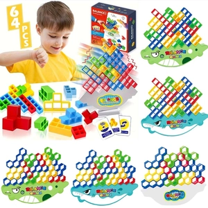 Balance Stacking Building Blocks Toy For Kids Colorful ABS Plastic Educational Tetris Style Desktop Interactive Game