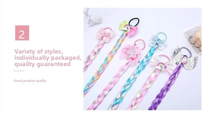 Élastiques à cheveux pour enfants avec tresses colorées et breloques papillon à paillettes