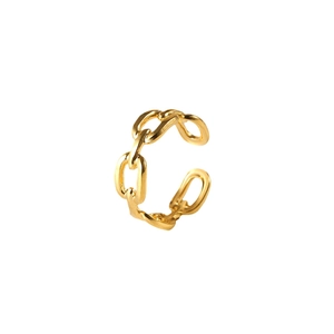 Minimalist 18K gold plated stainless steel chain link open ring for women stylish jewelry