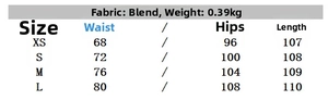 Size chart for halter backless top and pleated wide leg pants set with fabric details