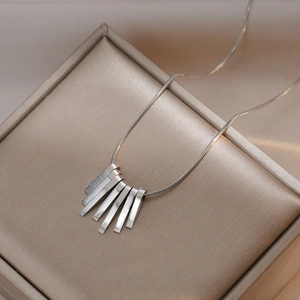 Minimalist Titanium Steel Pendant Necklace For Women Gold Silver Geometric Bar Pendant Snake Chain Fashion Jewelry Gift