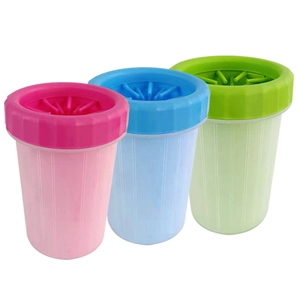 Automatic pet paw cleaner cup for dogs and cats with silicone brushes in three colors