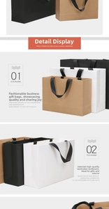 Detailed view of durable gift bags with stylish flat woven handles in multiple colors