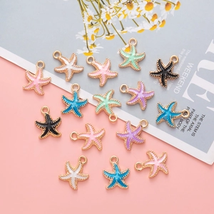Colorful enamel starfish charms for DIY jewelry making in multiple vibrant colors