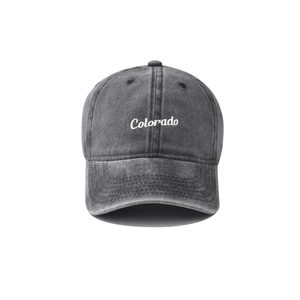 Casquette de baseball classique en coton délavé noir vintage avec broderie Colorado