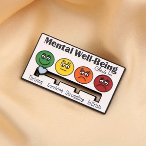 Macro detail of Mental Well-Being interactive slider pin with emotional state indicator