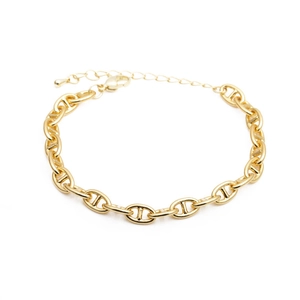 Minimalist gold anchor chain bracelet with lobster clasp and adjustable link chain