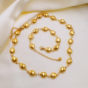 18k gold plated stainless steel teardrop jewelry set with necklace and bracelet