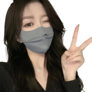 Breathable ice silk sun protection mask in grey with eye corner coverage for women