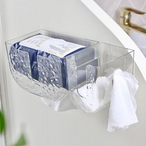 Wandmontierte klare Acryl-Taschentuchbox mit Hammerschlag-Textur und zwei Fächern