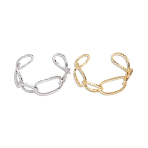 Minimalist 18K gold and silver plated chunky twisted oval chain open bangles for women