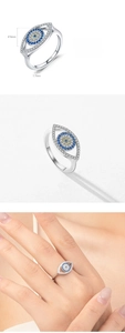 Detailed size specifications of S925 sterling silver evil eye ring with dimensions
