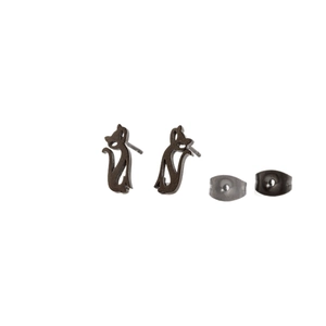 Boucles d'oreilles minimalistes en silhouette de chat noir mat pour femmes