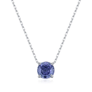 Collier minimaliste en argent 925 avec un pendentif rond en tanzanite violette