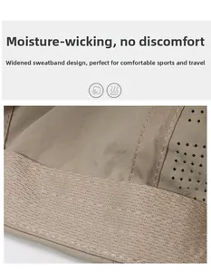 Vista macro della fascia antisudore e dei fori di ventilazione del cappellino sportivo