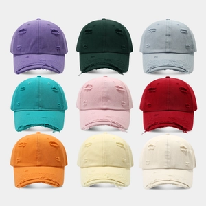 Distressed Baseball Cap Cotton Ripped Hole Vintage Fashion Streetwear Sunshade Hat Unisex Adjustable Dad Cap Retro