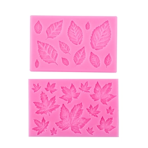 Pink silicone leaf molds for maple leaves and diverse foliage cake decorations